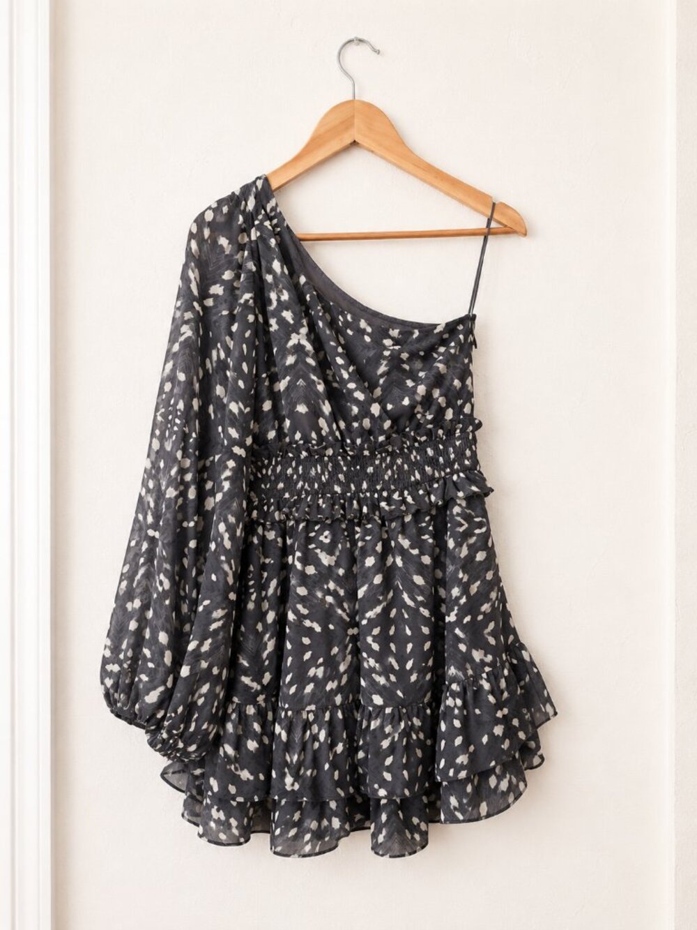 One-Shoulder Ruffle Mini Dress